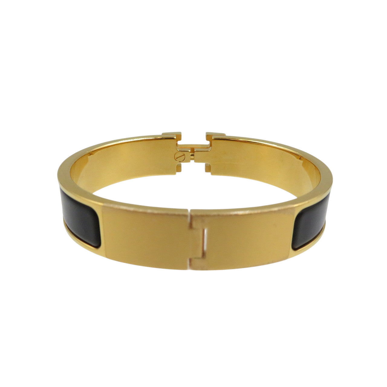 美品 エルメス クリッククラックPM GP ブラック ゴールド バングル 0730【中古】HERMES
