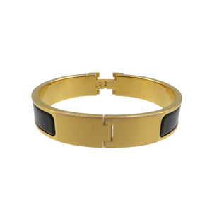 美品 エルメス クリッククラックPM GP ブラック ゴールド バングル 0730【中古】HERMES