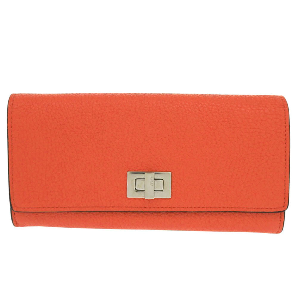 新品同様 フェンディ ピーカブー 8M0427 レザー オレンジ 長財布 0744【中古】FENDI