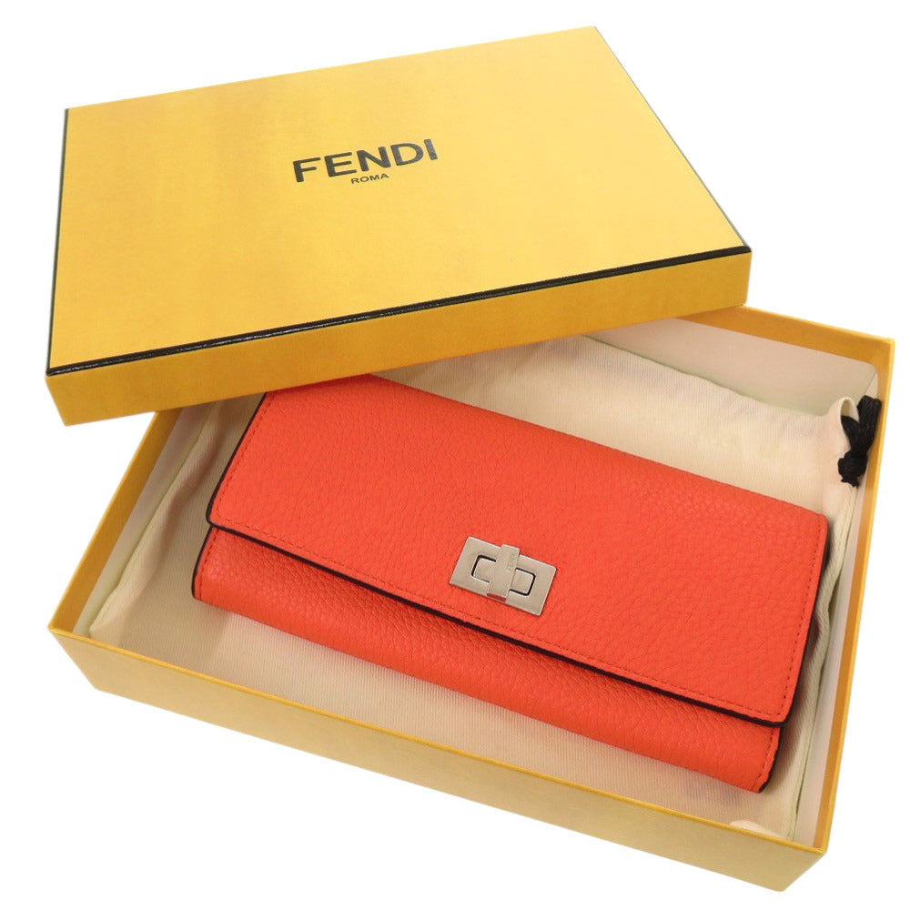 新品同様 フェンディ ピーカブー 8M0427 レザー オレンジ 長財布 0744【中古】FENDI