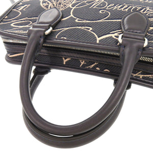 美品 ベルルッティ アンジュール ガリバー スクリットアラベスクキャンバス メッセンジャー アラベスクキャンバス レザー ネイビーブルー 2WAY ショルダー ハンドバッグ 0748【中古】BERLUTI メンズ