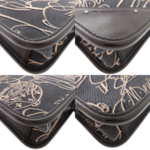 美品 ベルルッティ アンジュール ガリバー スクリットアラベスクキャンバス メッセンジャー アラベスクキャンバス レザー ネイビーブルー 2WAY ショルダー ハンドバッグ 0748【中古】BERLUTI メンズ