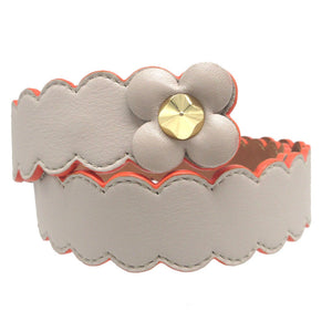 新品同様 フェンディ フラワーモチーフ レザー グレー 75 ベルト 0753-1【中古】FENDI