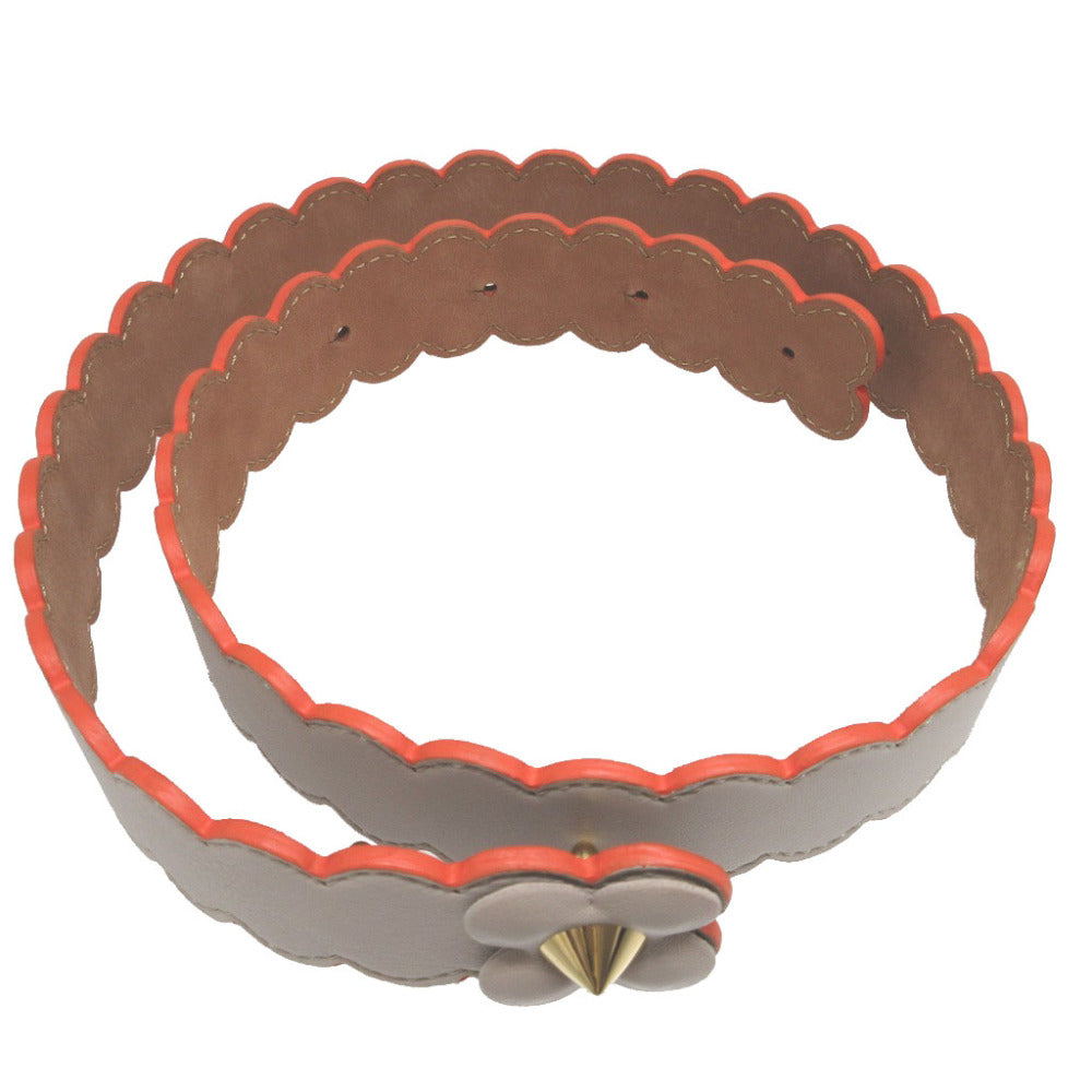 新品同様 フェンディ フラワーモチーフ レザー グレー 75 ベルト 0753-1【中古】FENDI