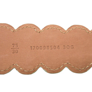 新品同様 フェンディ フラワーモチーフ レザー ブラック 黒 75 ベルト 0753【中古】FENDI