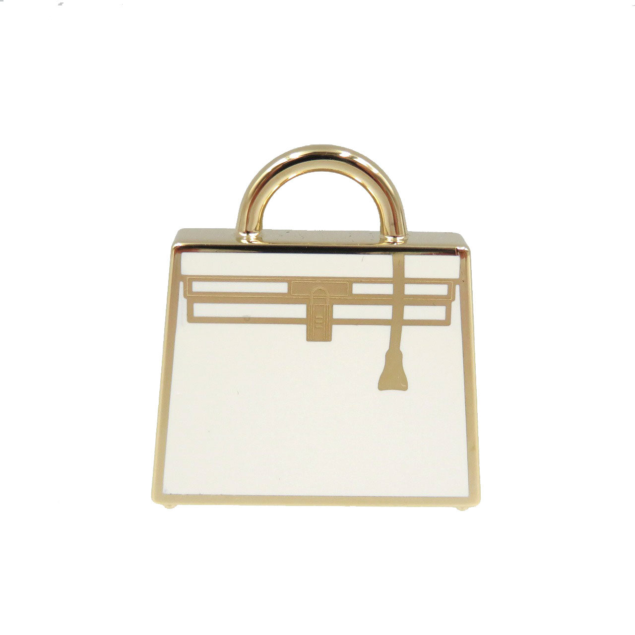 美品 エルメス キュリオジテ ケリー GP ホワイト ゴールド チャーム ペンダントトップ 0768【中古】HERMES