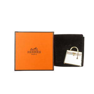 美品 エルメス キュリオジテ ケリー GP ホワイト ゴールド チャーム ペンダントトップ 0768【中古】HERMES