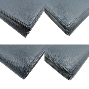 美品 ヴァレクストラ V9L18 028000U レザー ゴールド金具 ネイビー 長財布 0792【中古】Valextra