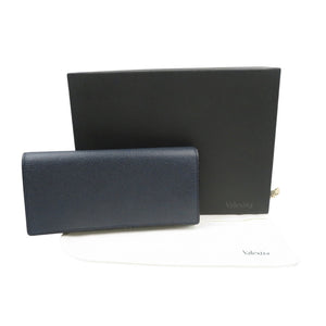 美品 ヴァレクストラ V9L18 028000U レザー ゴールド金具 ネイビー 長財布 0792【中古】Valextra