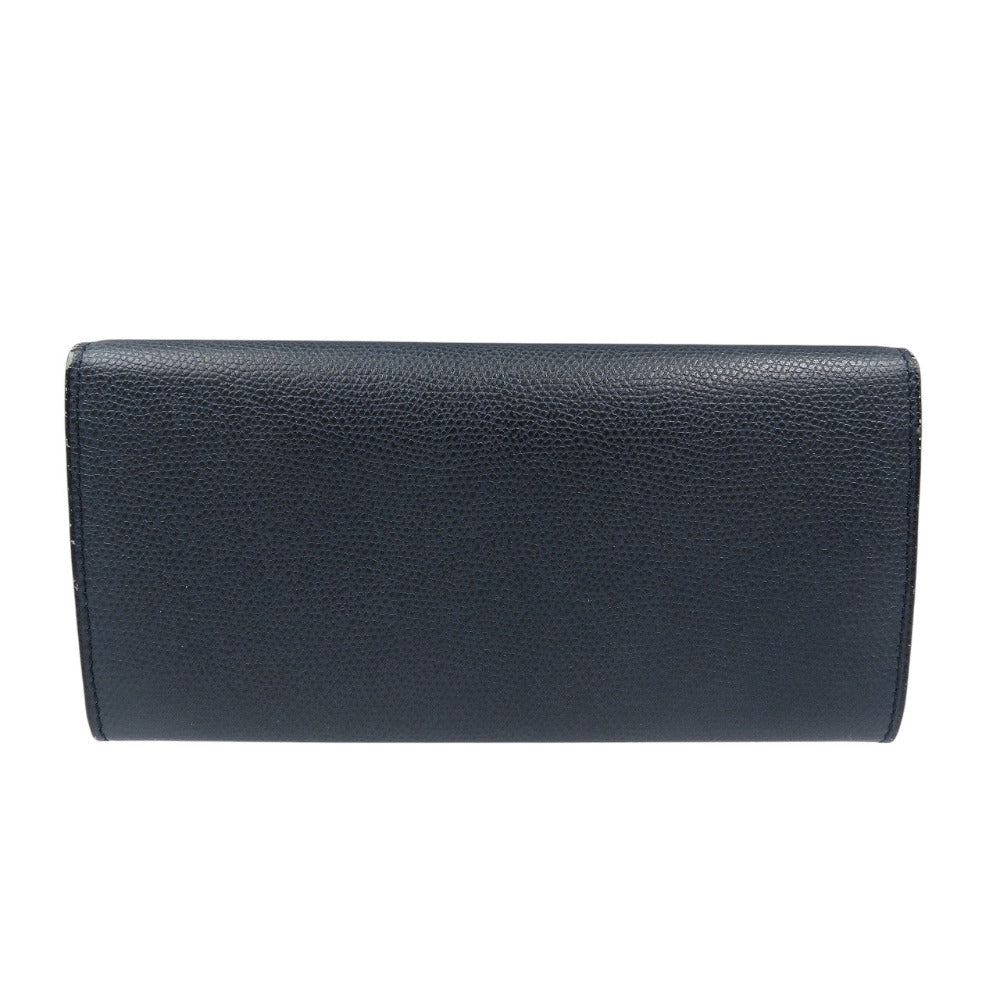 美品 ヴァレクストラ V9L18 028000U レザー ゴールド金具 ネイビー 長財布 0792【中古】Valextra
