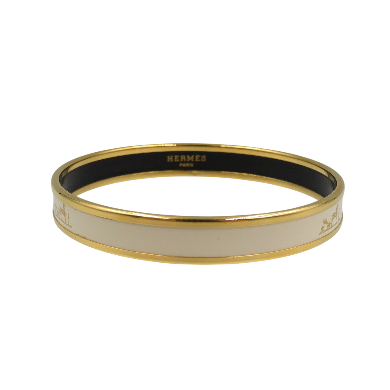 美品 エルメス エマイユPM GP 七宝 ホワイト ゴールド バングル 0794【中古】HERMES