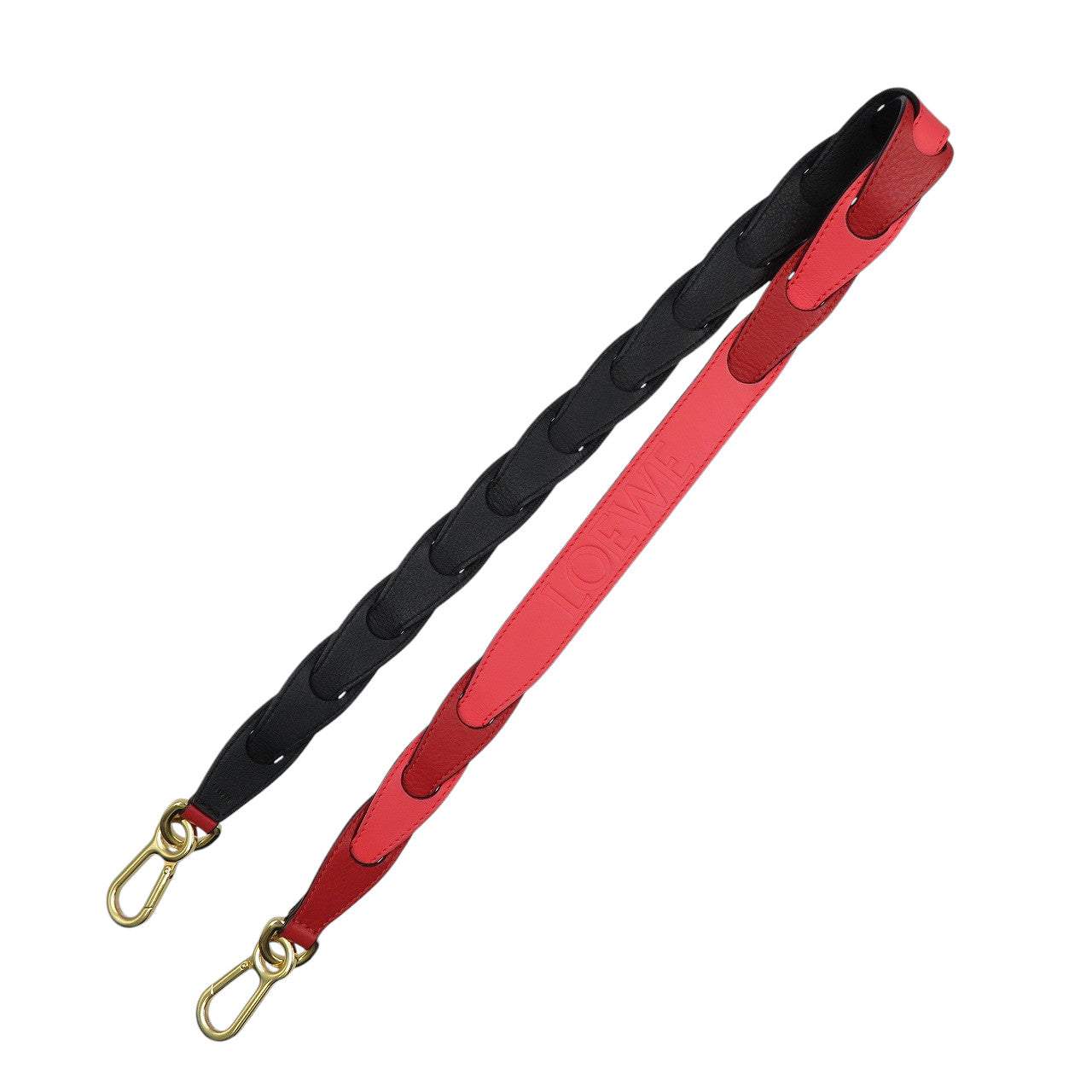 美品 ロエベ レザー ゴールド金具 ピンク レッド ショルダーストラップ 0801【中古】LOEWE