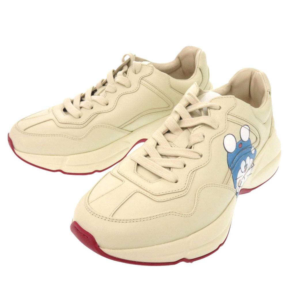 未使用品 グッチ × ドラえもん ライトン サイズ37 655037 レザー アイボリー スニーカー 0808【中古】GUCCI