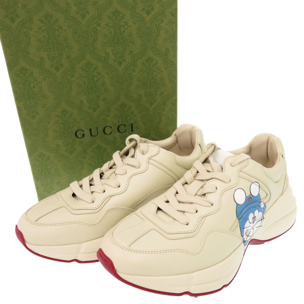 未使用品 グッチ × ドラえもん ライトン サイズ37 655037 レザー アイボリー スニーカー 0808【中古】GUCCI