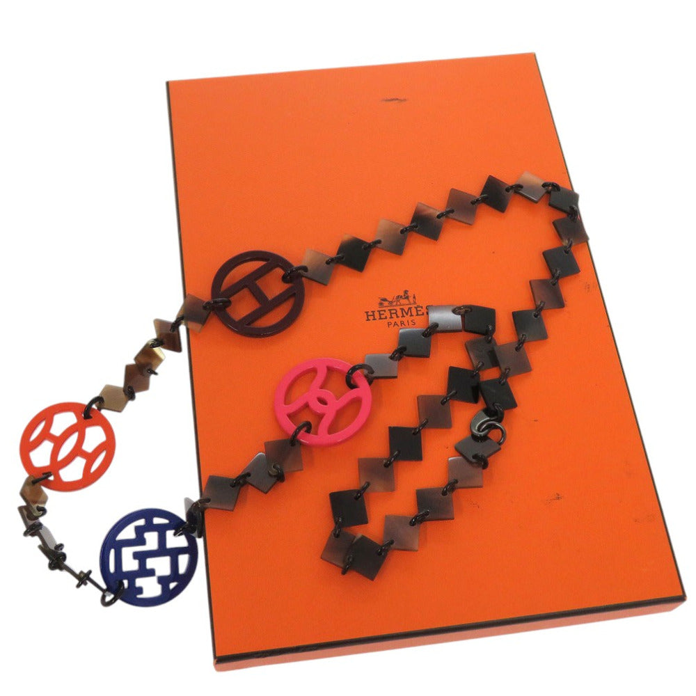 美品 エルメス DIVA ロングネックレス ディーヴァ バッファローホーン ラッカーウッド マルチカラー 0812【中古】HERMES