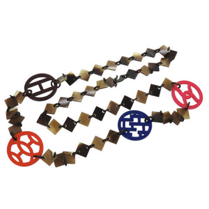 美品 エルメス DIVA ロングネックレス ディーヴァ バッファローホーン ラッカーウッド マルチカラー 0812【中古】HERMES