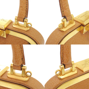 美品 クリスチャンディオール ヴィンテージ ロゴプレート レザー ブラウン ハンドバッグ 茶 0816【中古】Christian Dior