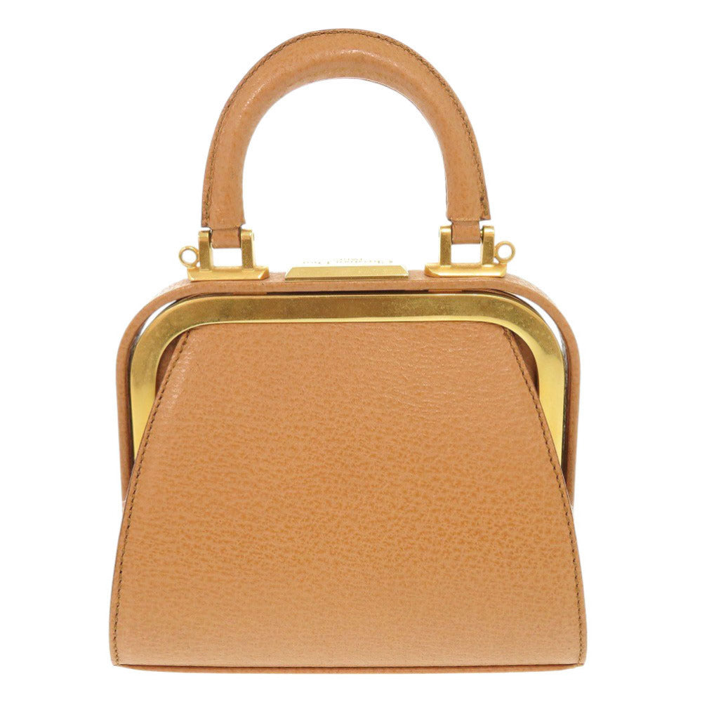 美品 クリスチャンディオール ヴィンテージ ロゴプレート レザー ブラウン ハンドバッグ 茶 0816【中古】Christian Dior