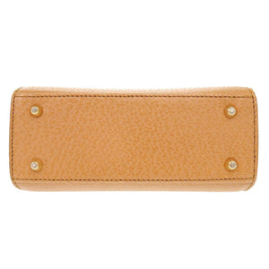 美品 クリスチャンディオール ヴィンテージ ロゴプレート レザー ブラウン ハンドバッグ 茶 0816【中古】Christian Dior