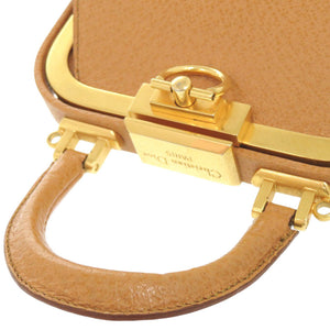 美品 クリスチャンディオール ヴィンテージ ロゴプレート レザー ブラウン ハンドバッグ 茶 0816【中古】Christian Dior