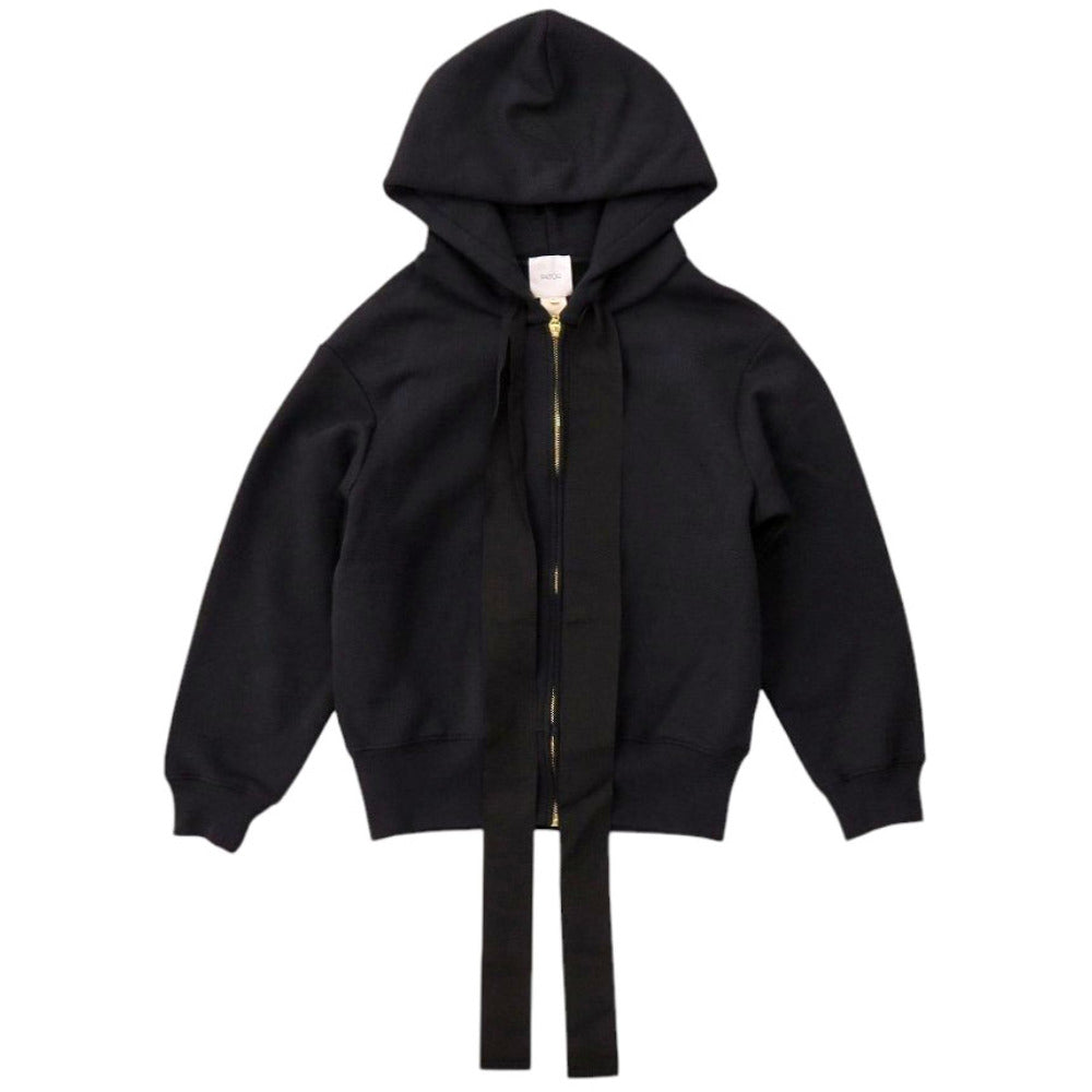 美品 パトゥ 裏起毛 ジップアップフーディー JE0079995 コットン ブラック パーカー 黒 0839【中古】PATOU