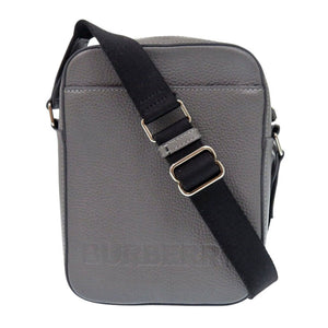 美品 バーバリー ロゴ 8052890 レザー グレー ショルダーバッグ 0844【中古】BURBERRY