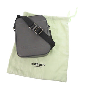 美品 バーバリー ロゴ 8052890 レザー グレー ショルダーバッグ 0844【中古】BURBERRY