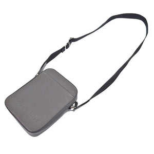 美品 バーバリー ロゴ 8052890 レザー グレー ショルダーバッグ 0844【中古】BURBERRY