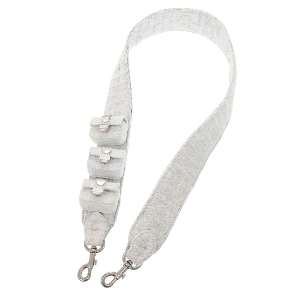 美品 フェンディ × MARC JACOBS マークジェイコブス デニム ストーン ブルー ホワイト ショルダーストラップ 0847【中古】FENDI