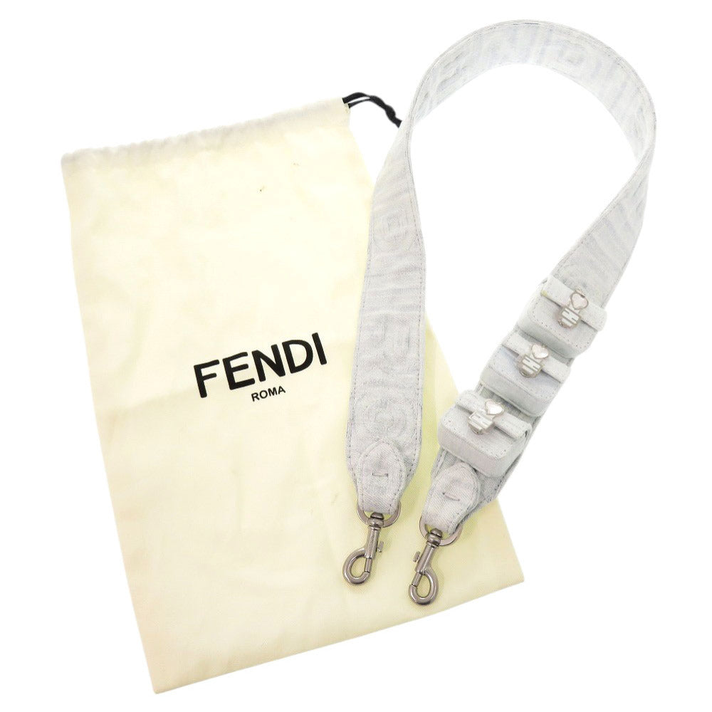 美品 フェンディ × MARC JACOBS マークジェイコブス デニム ストーン ブルー ホワイト ショルダーストラップ 0847【中古】FENDI
