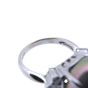 新品同様 パール12mm ダイヤ0.34ct Pt900 リング プラチナ/パール/ダイヤモンド 12号 指輪 ブラック 黒蝶真珠 ジュエリー 0912【中古】 レディース