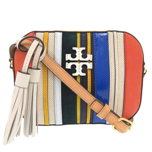 新品同様 トリーバーチ マグロウ ストライプ カメラバッグ 47226 レザー マルチカラー ショルダーバッグ 0934【中古】Tory Burch