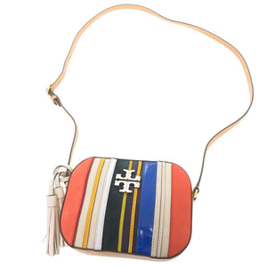 新品同様 トリーバーチ マグロウ ストライプ カメラバッグ 47226 レザー マルチカラー ショルダーバッグ 0934【中古】Tory Burch