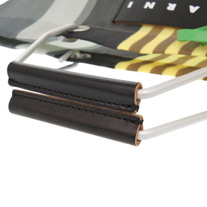 未使用 マルニ マーケット ストライプ バッグ SHMH0012AO TN296 STN60 ナイロン ブラック イエロー ハンドバッグ 0951【中古】MARNI