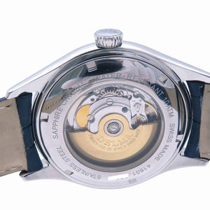 美品 デルマ ヘリテージ 41601 自動巻き 腕時計 SS/型押しレザー ブルー 青文字盤 0954【中古】DELMA メンズ