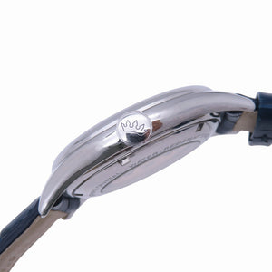 美品 デルマ ヘリテージ 41601 自動巻き 腕時計 SS/型押しレザー ブルー 青文字盤 0954【中古】DELMA メンズ