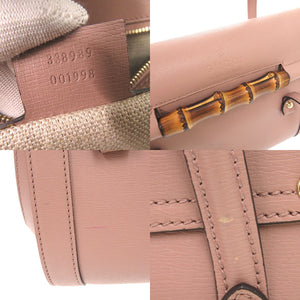 美品 グッチ バンブー 338989 レザー ピンクベージュ ハンドバッグ 0964【中古】GUCCI