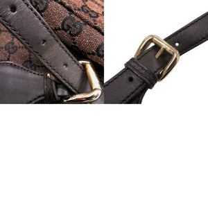 新品同様 グッチ 272350 GGキャンバス レザー ブラウン ショルダーバッグ 茶 0988【中古】GUCCI メンズ