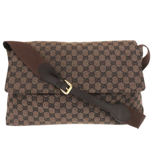 新品同様 グッチ 272350 GGキャンバス レザー ブラウン ショルダーバッグ 茶 0988【中古】GUCCI メンズ