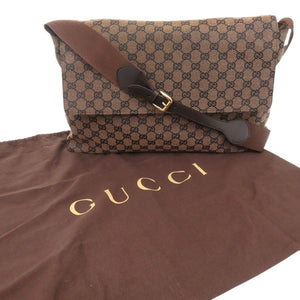 新品同様 グッチ 272350 GGキャンバス レザー ブラウン ショルダーバッグ 茶 0988【中古】GUCCI メンズ