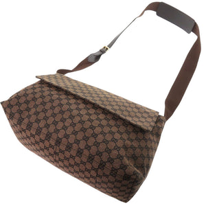 新品同様 グッチ 272350 GGキャンバス レザー ブラウン ショルダーバッグ 茶 0988【中古】GUCCI メンズ