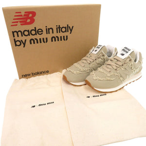 未使用品 ミュウミュウ × ニューバランス 574 158692 サイズ35 1/2 キャンバス ベージュ スニーカー 0989【中古】MIUMIU