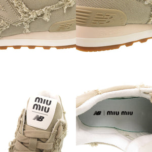 未使用品 ミュウミュウ × ニューバランス 574 158692 サイズ35 1/2 キャンバス ベージュ スニーカー 0989【中古】MIUMIU