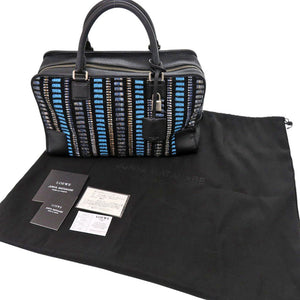 ロエベ アマソナ36 ジュンヤワタナベコラボ コムデギャルソン ツイード ブラック ハンドバッグ 黒 水色 1003【中古】LOEWE