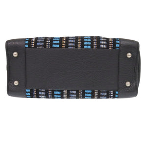 ロエベ アマソナ36 ジュンヤワタナベコラボ コムデギャルソン ツイード ブラック ハンドバッグ 黒 水色 1003【中古】LOEWE