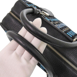 ロエベ アマソナ36 ジュンヤワタナベコラボ コムデギャルソン ツイード ブラック ハンドバッグ 黒 水色 1003【中古】LOEWE