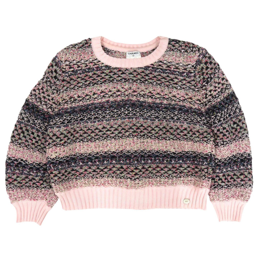 美品 シャネル P51676K06665 サイズ38 コットン ピンク ニット 1018【中古】CHANEL