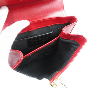 サルヴァトーレフェラガモ ガンチーニ AQ-21 0160 レザー ゴールド金具 レッド 2WAY ハンドバッグ ショルダーバッグ 1028【中古】Salvatore Ferragamo