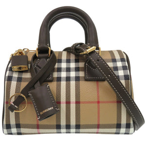 未使用品 バーバリー 2Way ミニ ボウリングバッグ MINI BOWLING ハンドバッグ ノバチェック ポリウレタン ARCHIVE BEIGE 1053【中古】BURBERRY