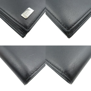 新品同様 ダンヒル サイドカー QD1010 レザー シルバー金具 ブラック 黒 二つ折り 長財布 1056【中古】dunhill